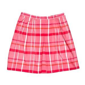 Faconnable Pink Plaid Cotton Skirt Lined Preppy Golf Skirt Size 16